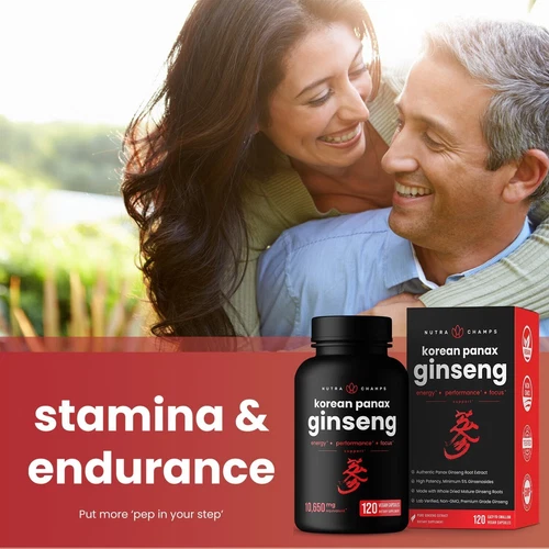 Cápsulas de ginseng Panax rojo coreano | Ginsenósidos extra fuertes para energía, enfoque - Imagen 3 de 6