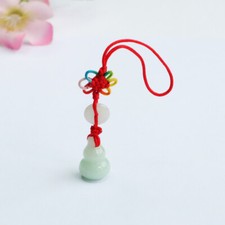 Burmese Jade Gourd Keychain Natural Phone Charm Jewelry White Fashion Jadeite