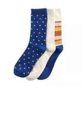 Women  s Sonoma Goods For Life 3-Pack Everyday Crew Socks Blue Assorted New