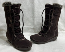 SKECHERS :  Brown Suede Wedge Mid-Calf Boots SN46818  In Vgc - Size UK 4 EU 3
