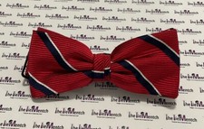 BROOKS BROTHERS Boys Red Striped  Red Fleece  Bow Tie Silk New-Minor Flaws 
