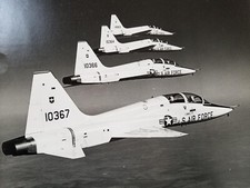 Vintage B W Pro-Photograph of 4 US Air Force Fighter Jets in the air. Rare Read