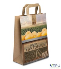 750 Papiertragetaschen 2,5kg Kartoffeln Papiertasche Papiert&uuml;te Flachhenkel brau