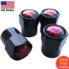 4 Red Punisher Tire Valve Stem Caps For Car Truck Standard Fitting