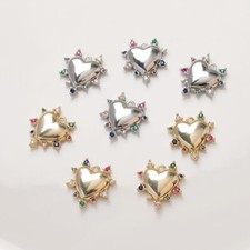 4pcs CZ Pave Heart Charm,Cubic Zirconia Love Heart Pendant,Zircon Heart Charm