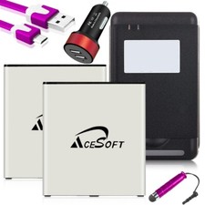 2x 3700mAh Battery Car Desktop Charger Cable for Samsung Galaxy J3 V J320V Phone