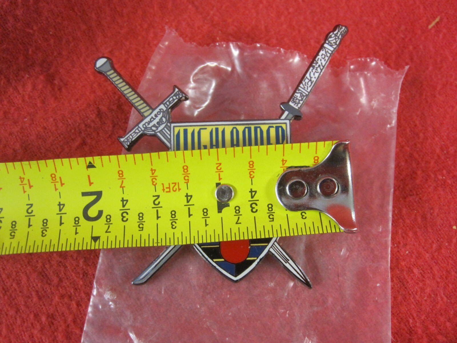 Vintage Mac Leod Highlander TV Series Shield Swords Lapel Pin Metal