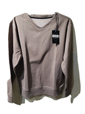 Mens Sweatshirt Large V Neck Heather Sandstone 100 Polyester Ya Joe NWT