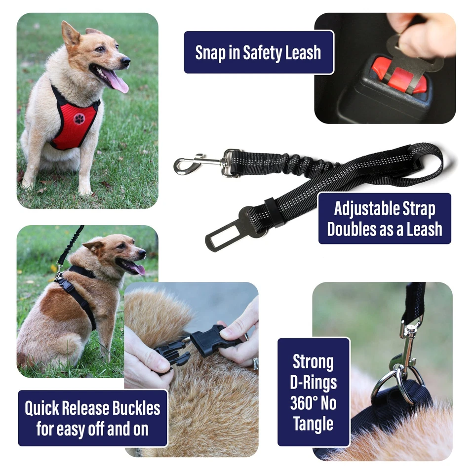 Arnés de cinturón de seguridad para automóvil MacDog para perros arnés de malla de nailon ajustable Foto 3 de 4