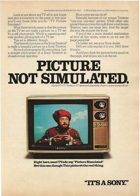 Vintage Print Ad Sony Model KV-1711 Trinitron 17'' Television - Oct 1975 11''x8''