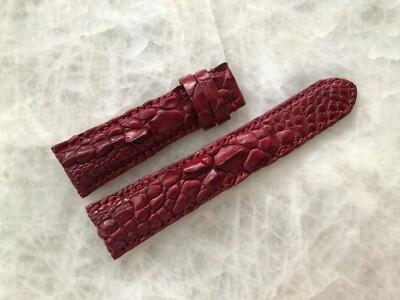 22mm/18mm Burgundy Alligator Crocodile Embossed Leather Watch Strap Band