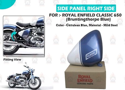 CERULEAN BLUE RIGHT SIDE ''PANEL WITH STICKER FOR ROYAL ENFIELD NEW CLASSIC 350''
