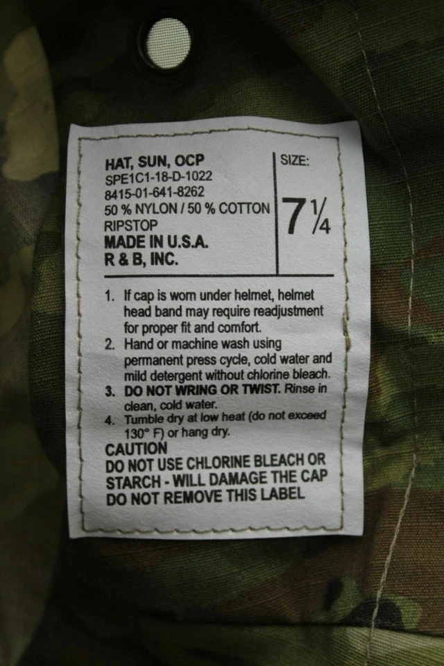 Military Camo Scorpion Boonie Cover - Army OCP Boonie Hat - USGI - Made in USA - Image 4 of 4