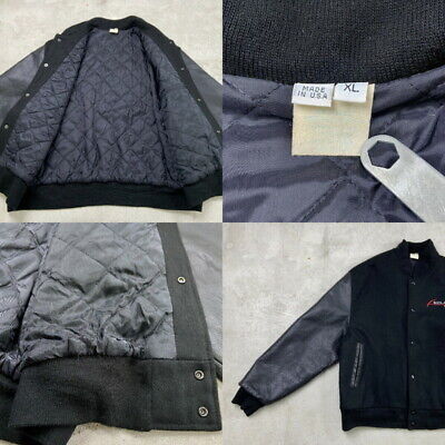 90s USA FUJITSU TEN Wool Stadium Jacket Sleeve Leather 90s USA FUJITSU TEN Wool Stadium Jacket Sleeve Leather