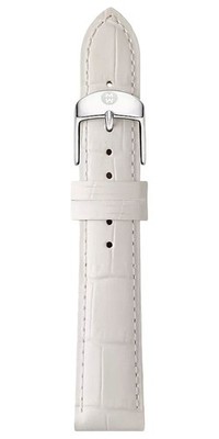 Michele 16 mm Weiße Präge Alligator Lederarmband Mit Dornschließe MS16AA830100
