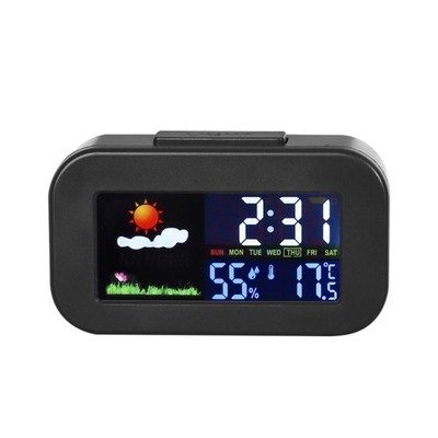 Weather Station LED Real Time Temperature Humidity Monitor Digital Alarm Clock