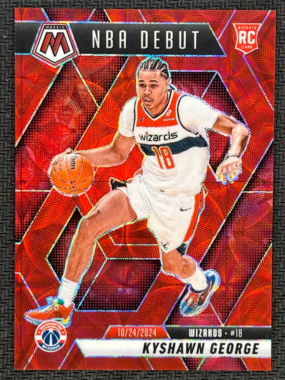 2024-25 Mosaic NBA Debut Red Fluorescent #256 Kyshawn George RC Rookie 15/75