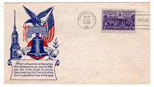 #835 States Ratify Constitution 1938 FDC  Planty #18 WSE Clifford VF Unaddressed