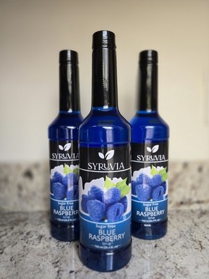 3 Syruvia Sugar Free Blue Raspberry 25.4 Oz Shake, Dessert, Hot/Cold Drink Syrup