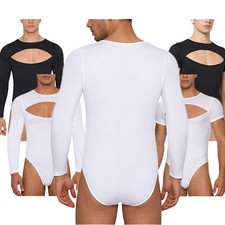 US Mens Undershirts Gym Rompers Leotard Turtleneck Athletic Sports Bodysuit