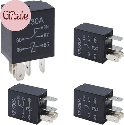 4PCS 5 Pin Relays, 12V 30A Automotive Starter Relay Multi-Purpose Heavy Duty Sta