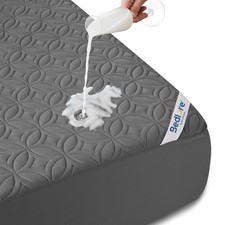 Waterproof Mattress Protector Queen Size Gray Quilted Noiseless Deep Pocket
