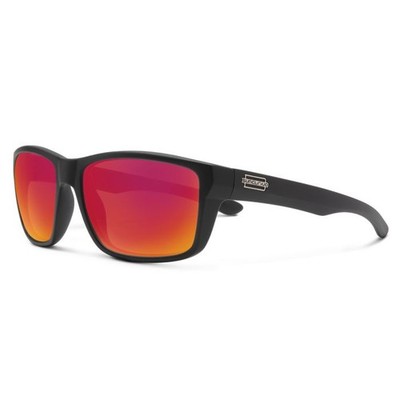 Suncloud Mayor Sunglasses, Matte Black Frame, Polarized Red Mirror Lens