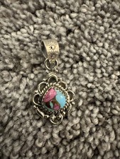 925 STERLING SILVER COTTON CANDY TURQUOISE PENDANT 