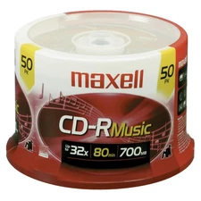 Maxell 625156 50Pc Cd-R Music 80Min Spindle 32X700Mb Music/Data Disc