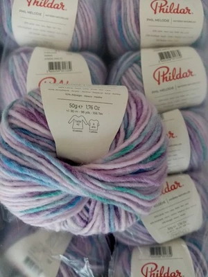 PHILDAR lot de 15 pelotes PHIL MELODIE 10% ALPAGA parme NEUVES 50G - Photo 1/4