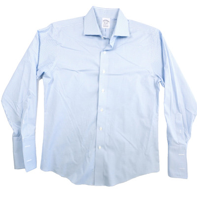 Brooks Brothers 1818 Shirt Mens 15.5 33 Gingham Regent Fit Non-Iron French Cuffs