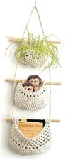 Large 3 Tier Decorative Wall Basket - Cotton Hanging Baskets - A-White