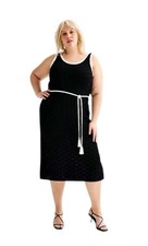 NWTs Nine West Womens Plus Size 0X Crochet Belt Dress Black White Resort Summer