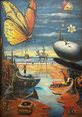 Pintura de Salvador Dali al oleo sobre lienzo 15.7' x 23.6'