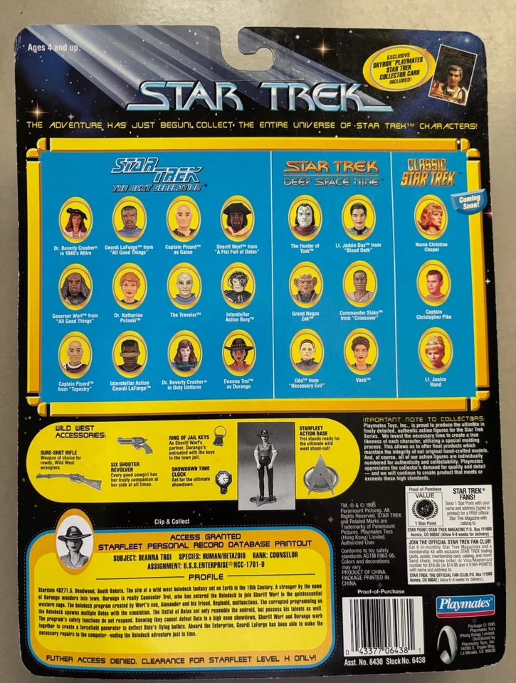 1995 Nueva figura Playmates Star Trek Holodeck Series Deanna Troi As Durango Foto 2 de 2