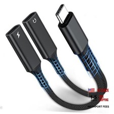 USB C Splitter, Dual USB C Headphone and Charger Adapter, 1 in 2 Out Type C