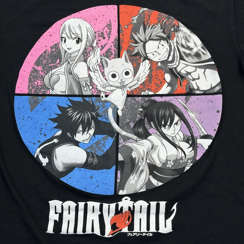 Camisa Fairy Tail Para Hombres Mediana Negra Anime Camiseta Natsu Lucy Erza Gris Crunchyroll Foto 2 de 4