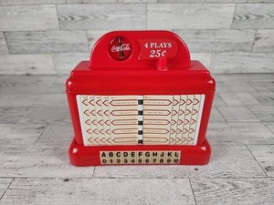 Vintage Coca Cola Get A Bright Lift Coin Bank Metal Tin Juke Box Coke Tin 7"