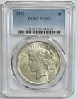 Peace Silver Dollar 1923 PCGS MS 62 Uncirculated US Mint $1 Coin