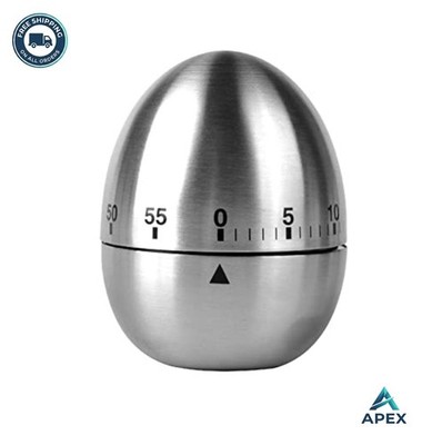 Mechanical Egg Timer 60 Minute Stainless Steel Wind Up Kitchen Cooking Baking