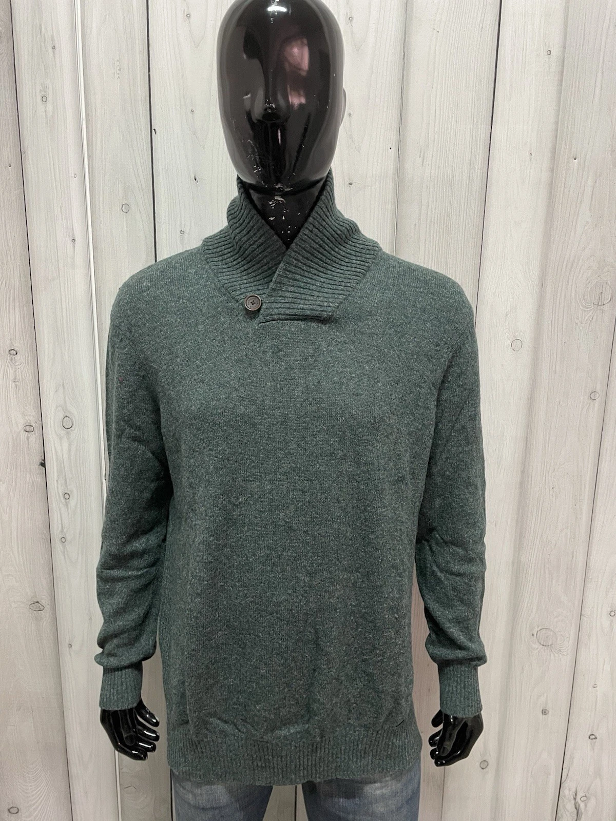 Timberland Men's Lambswool Sweater Green Shawl Collar Size XL / 52 IT
