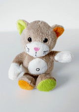 Peluche/Doudou Petit Chat Marron Blanc Pattes Vert Orange Nez Rose 17cm Minifeet