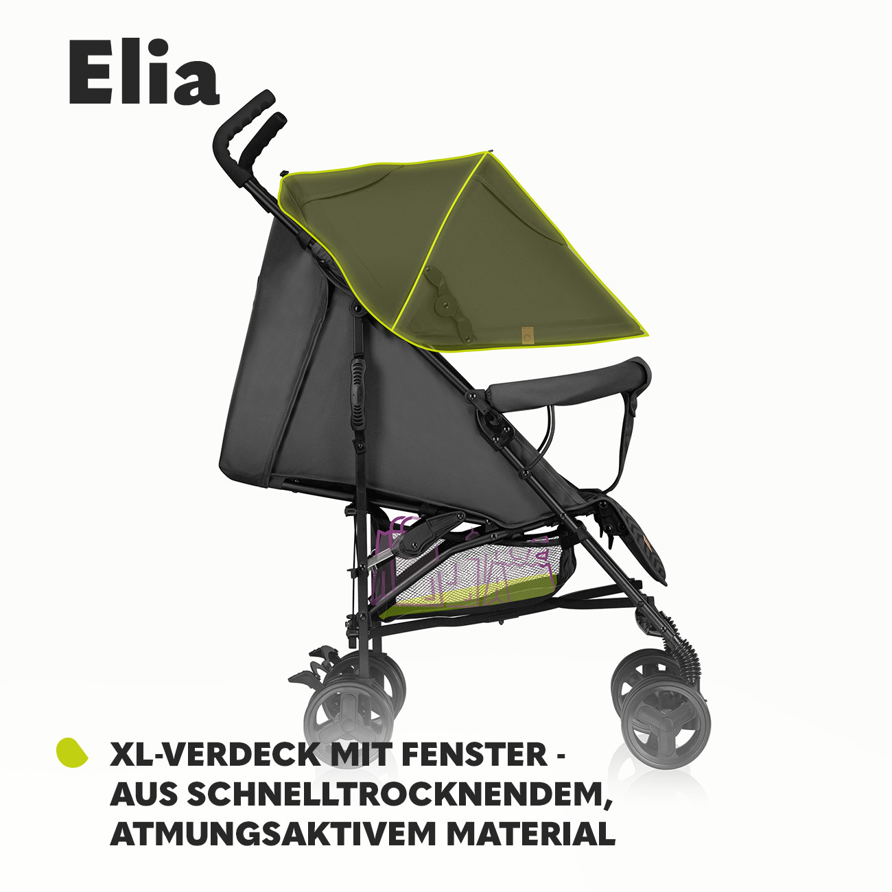 Elia Buggy passeggino pieghevole fino a 15 kg zanzariera cestello foto 4