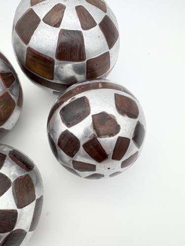 4er Set Dekokugeln, Mosaikkugeln aus Aluminium und Knochen - Bild 4 von 9