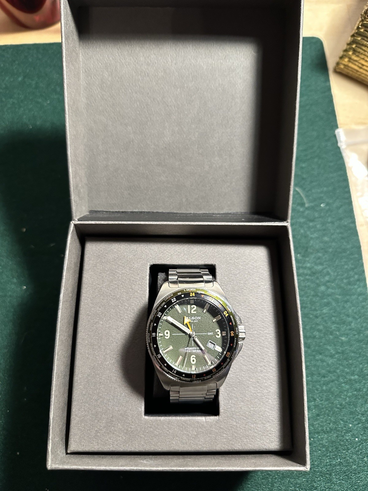 Filson x Shinola Journeyman GMT Watch Argonite 515, 43mm