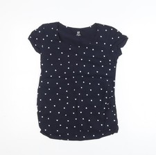 H&M MAMA Womens Blue Heart Print Maternity T-Shirt Size 12