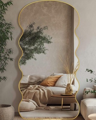 Wavy Full Length Mirror with Stand, 76” x 34