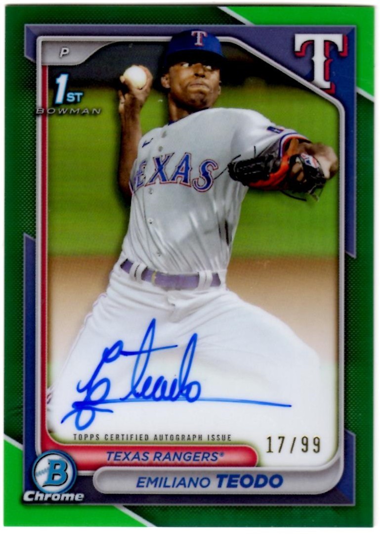 2024 Bowman Chrome Prospect Auto Green Refractors #CPAETE Emiliano Teodo #17/99