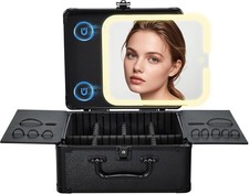 Makeup Case with Magnetic Lighted Mirror Makeup Organizer Box
