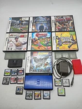 Nintendo DS Lite Cobalt Blue w/ 20 Games Big LOT Charger Stilus Cases WORKS!